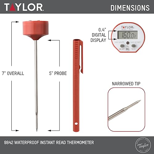 Miniatura 3 de Taylor Precision Products 9842 Taylor - Termómetro digital de lectura rápida para cocción a prueba de agua, talla única, rojo