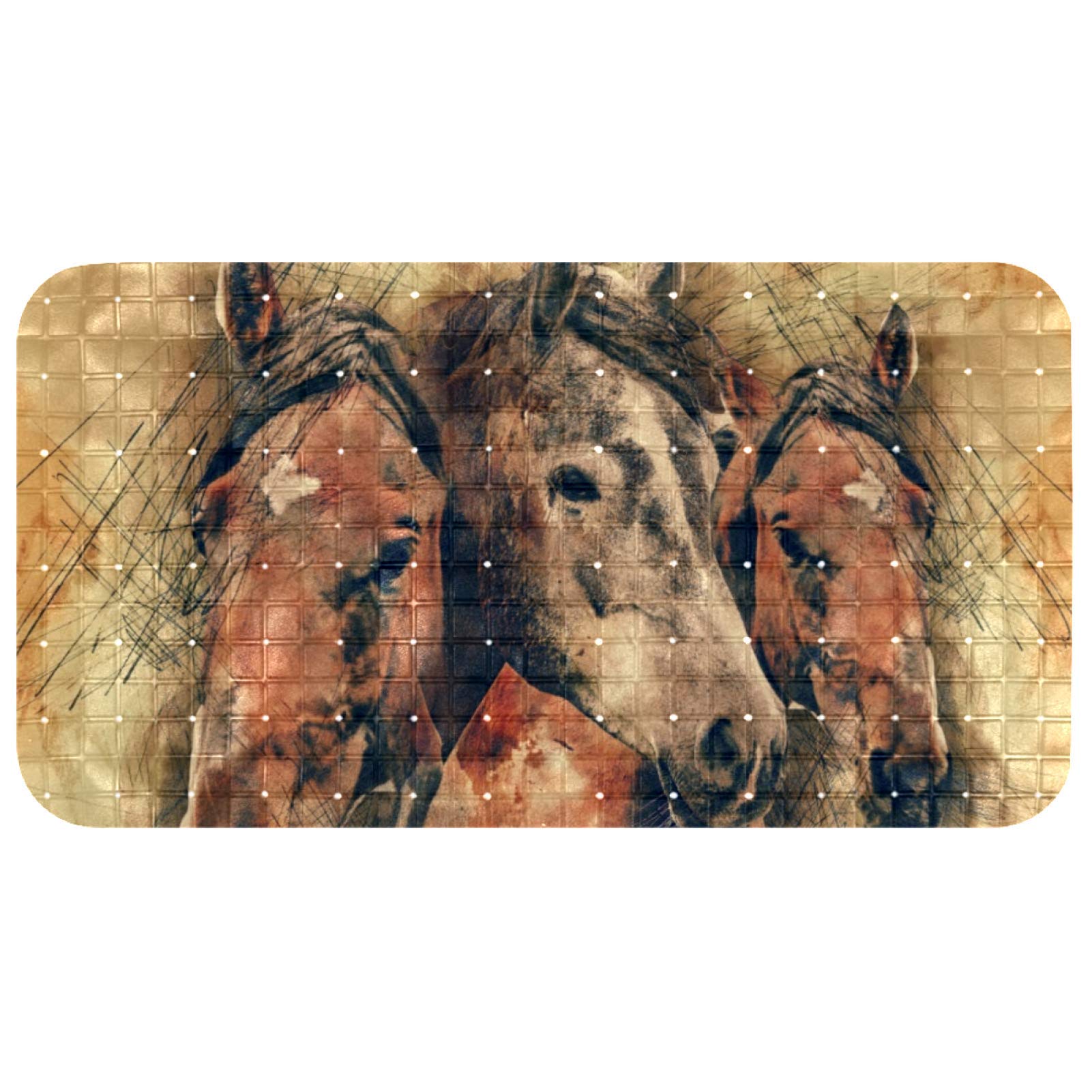 Tapis de baignoire antidérapant Tubmats tête de cheval pour surface lisse 68x37 cm