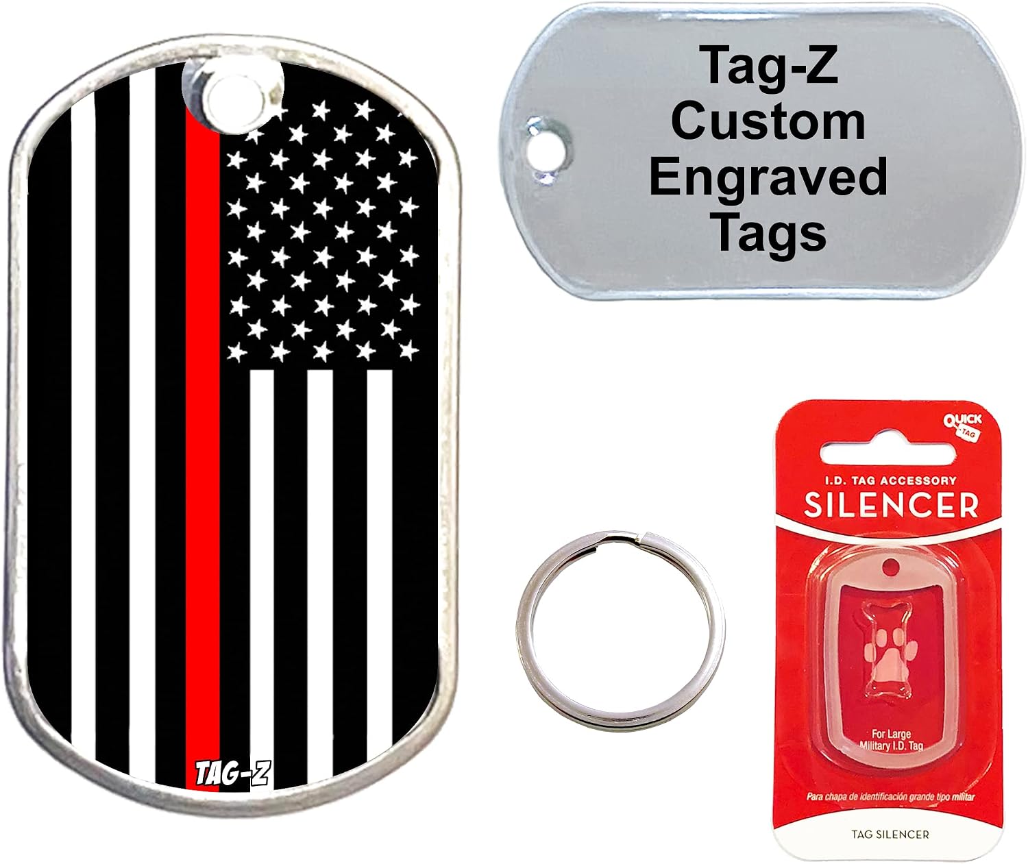 RED LINE Flag - Customized - PET TAG - Military Shape - TAG-Z Dog Tags