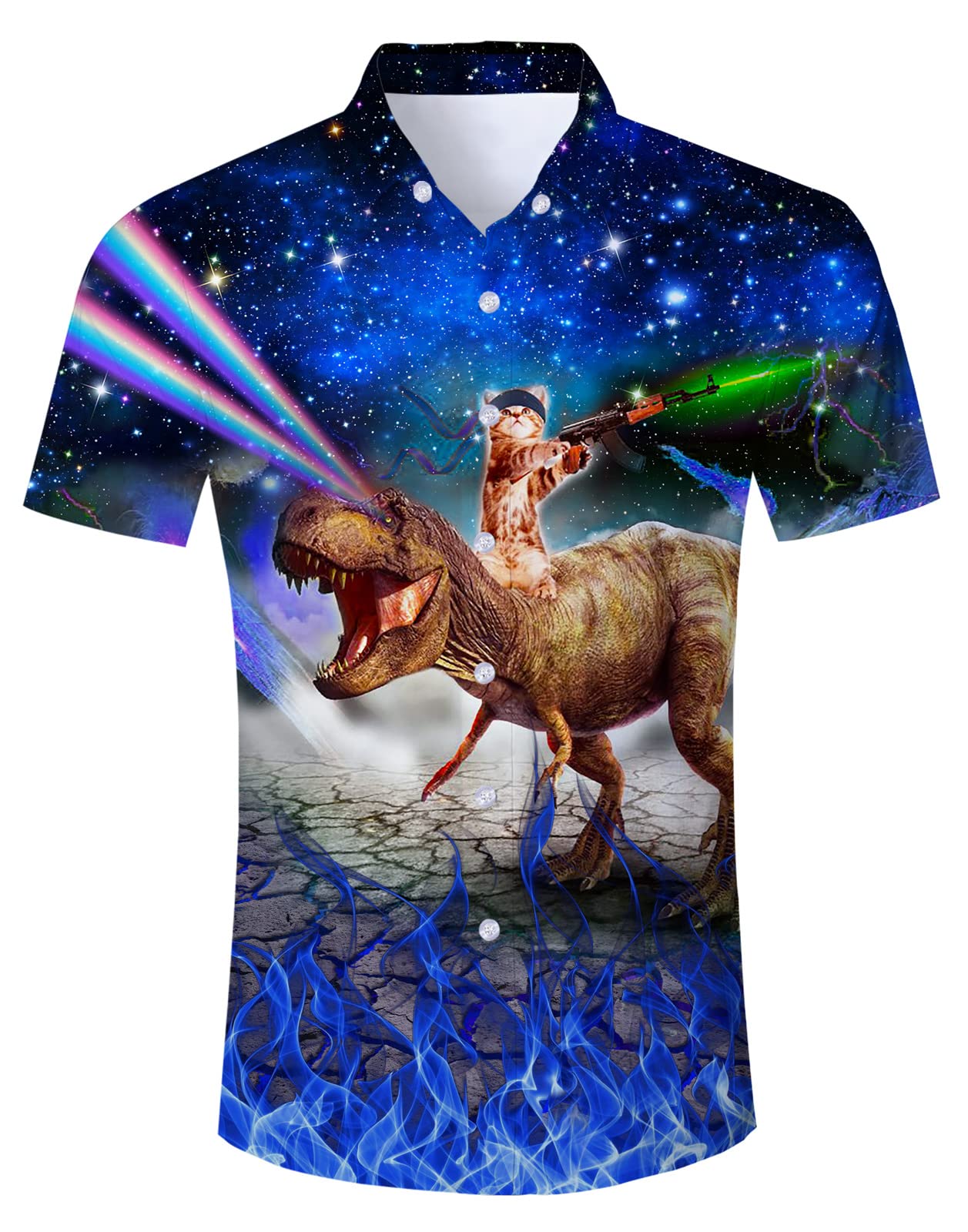 Goodstoworld Mens 3D Printed Casual Holiday Graphic Shirts Funky Summer Cool Short Sleeve Shirt, M-XL