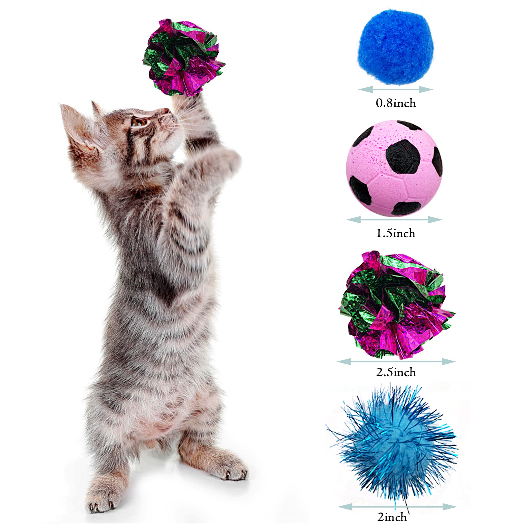 30-teiliges Katzen-Spielzeug-Set – Pompons, Garnbälle, Papierbälle & Kleine Fußbälle