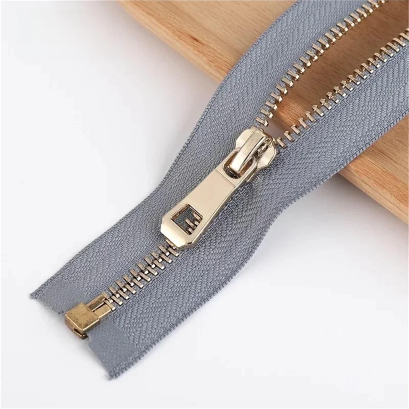 Zips for Sewing 1/2Pcs 35/45/55/65/75cm 5# Open-End Auto Lock Metal Zipper for Down Coat Shoes Pocket Garment Sewing Accessories Sewing Supplies(Gray,35cm,2Pcs)