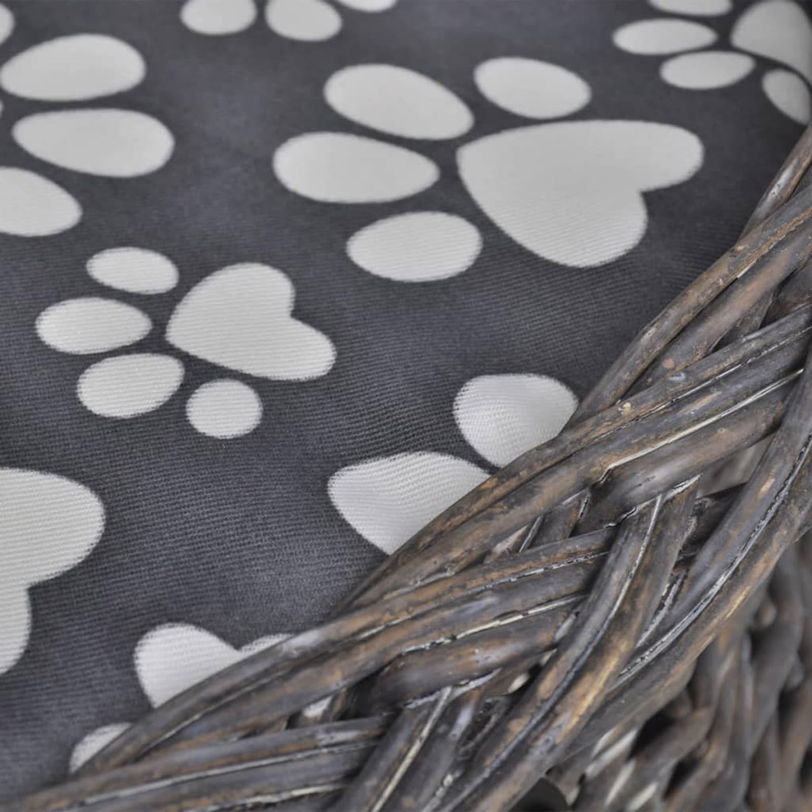 Homgoday Cuccia per Gatti in Vimini, Design Classico, Cuscino Morbido, Leggera e Trasportabile, Grigio, 44 x 33 x 34 cm