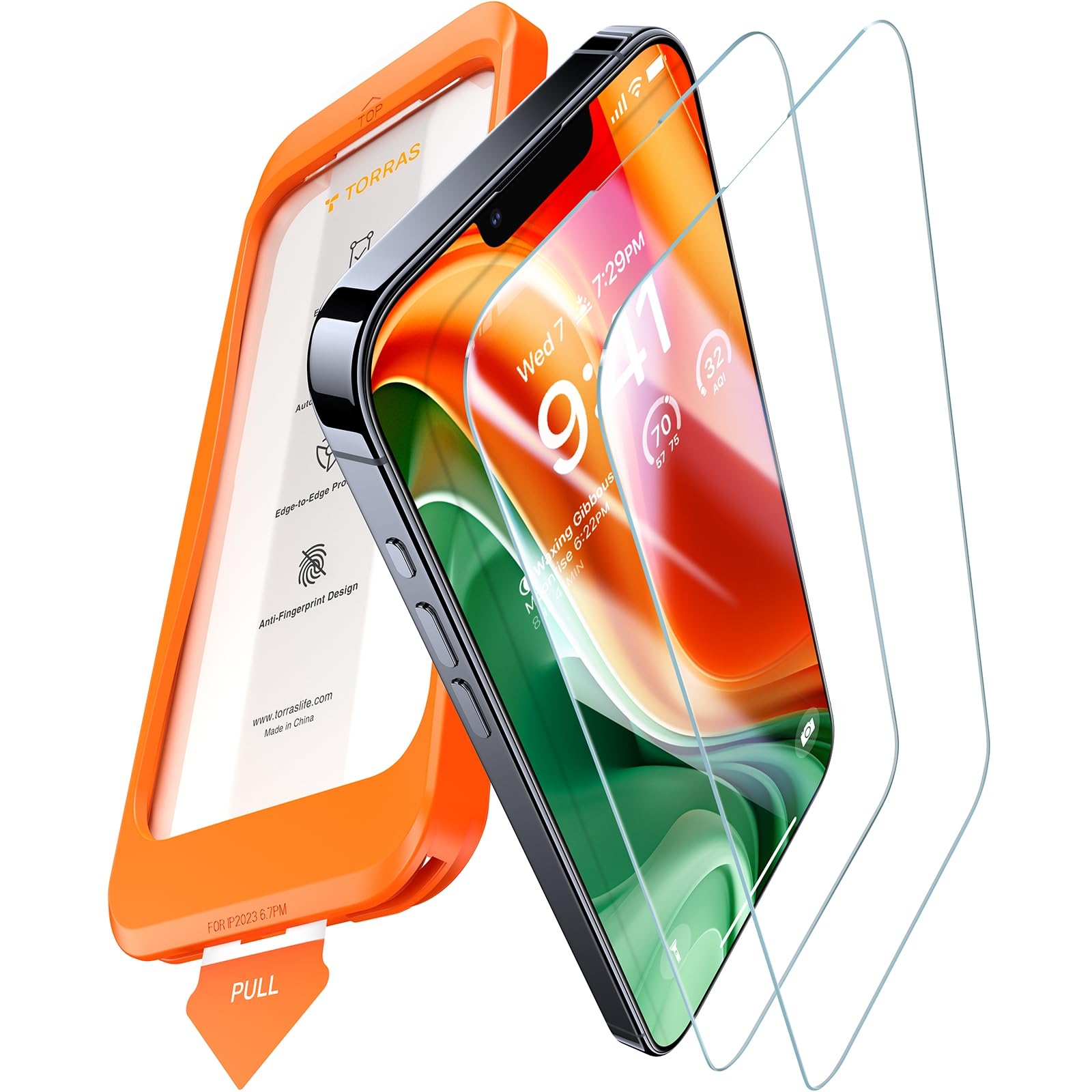 TORRAS [Full Screen Tempered Glass for iPhone 15 Pro Screen Protector 8FT Military Shatterproof, 9H Anti-Scratch, No Bubbles No Dust, Longest Durable Screen Protector for iPhone 15 Pro Glass 2 Pack