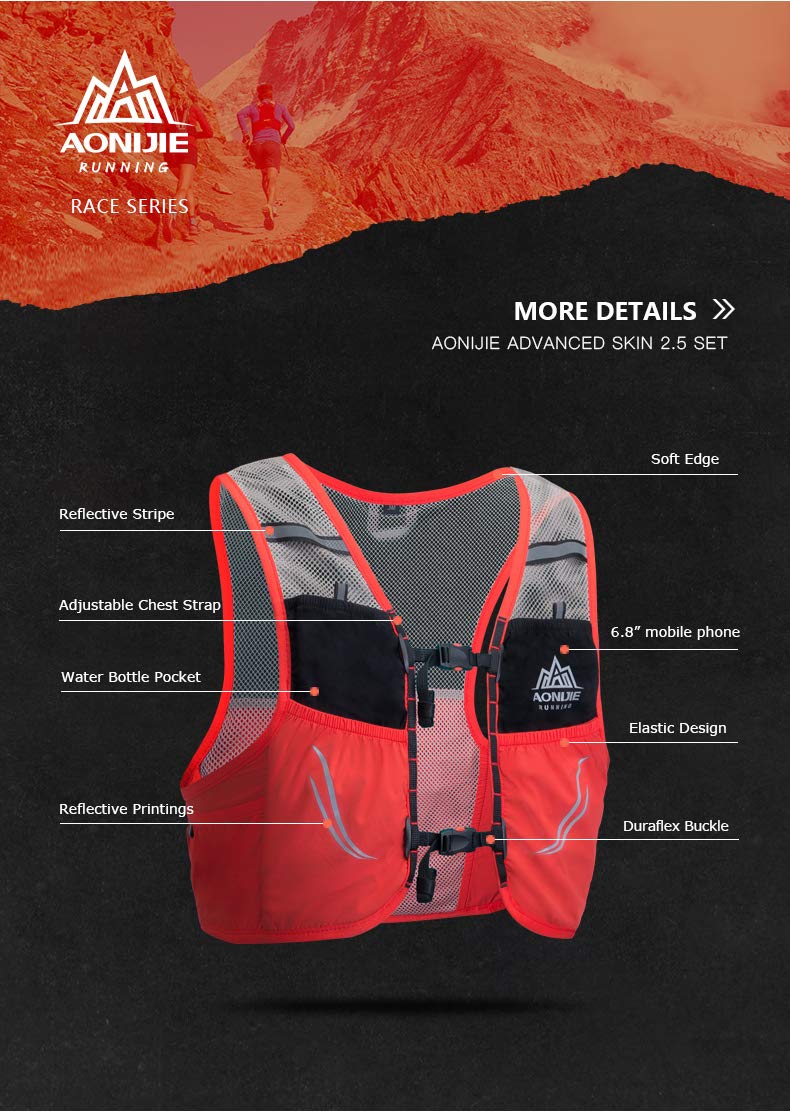 AONIJIE - Zaino da 2,5 l, per escursioni, campeggio, arrampicata, con 2 bolle d'acqua da 500 ml, AONIJIE