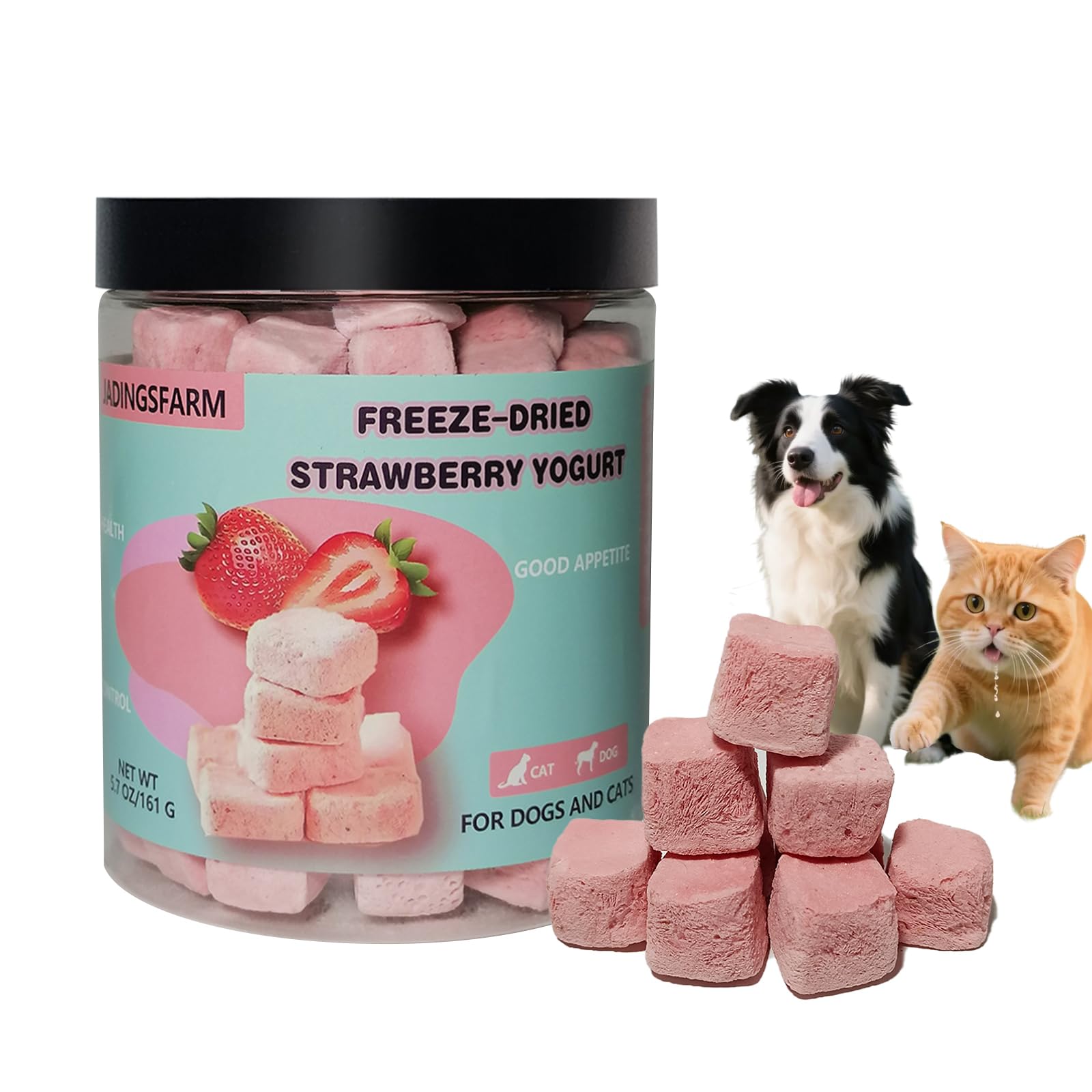 Freeze-Dried Yogurt with Strawberry Dog Treats, High Protein, Limited Ingredient, Grain & Gluten Free, Freeze Dried Training Treats for Dogs & Cats, 5.7 oz
