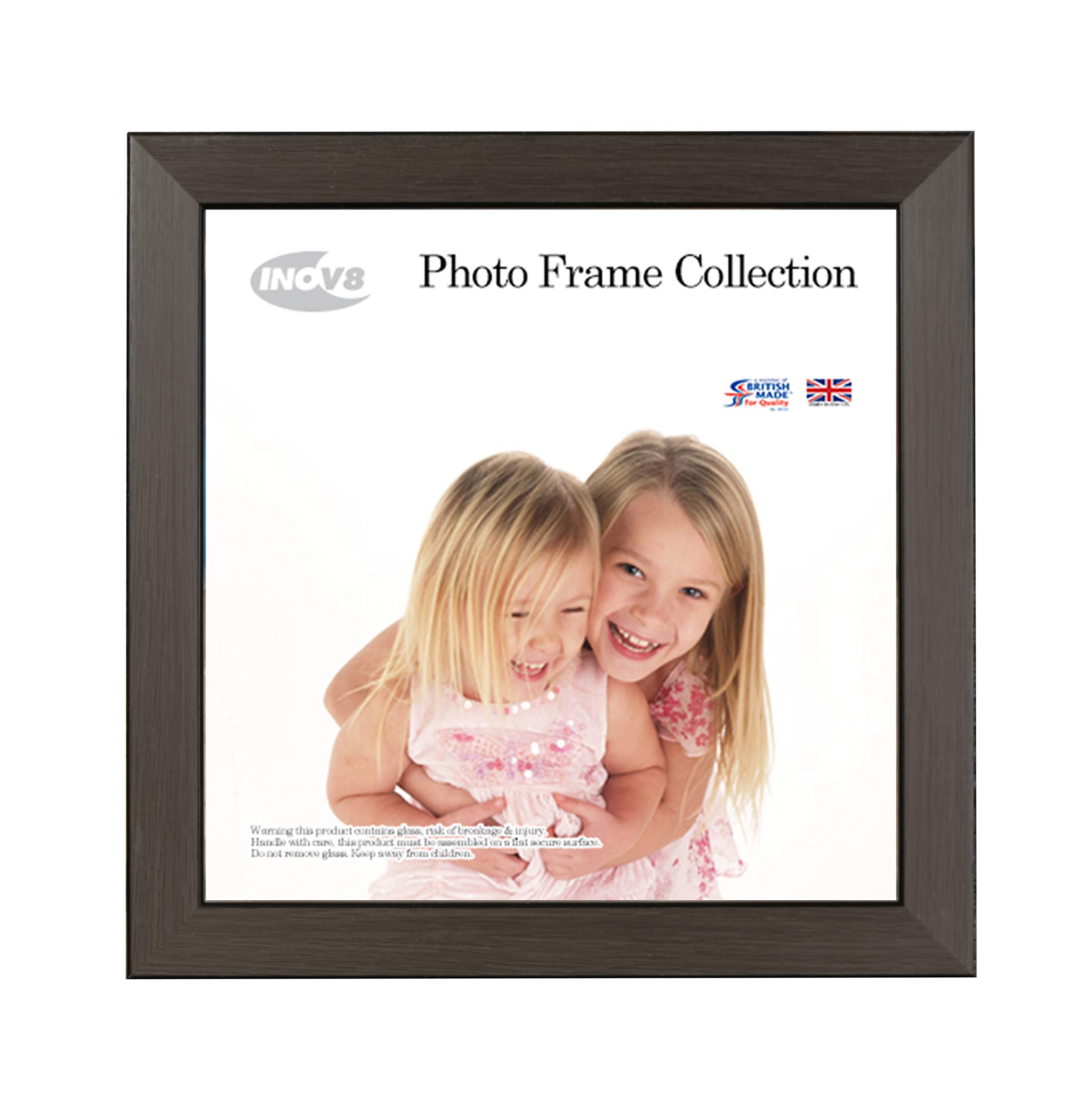 Inov8 British Made Traditional Photo Frame Small Grain Dark Grey 5x5 Inches (12x12cm)