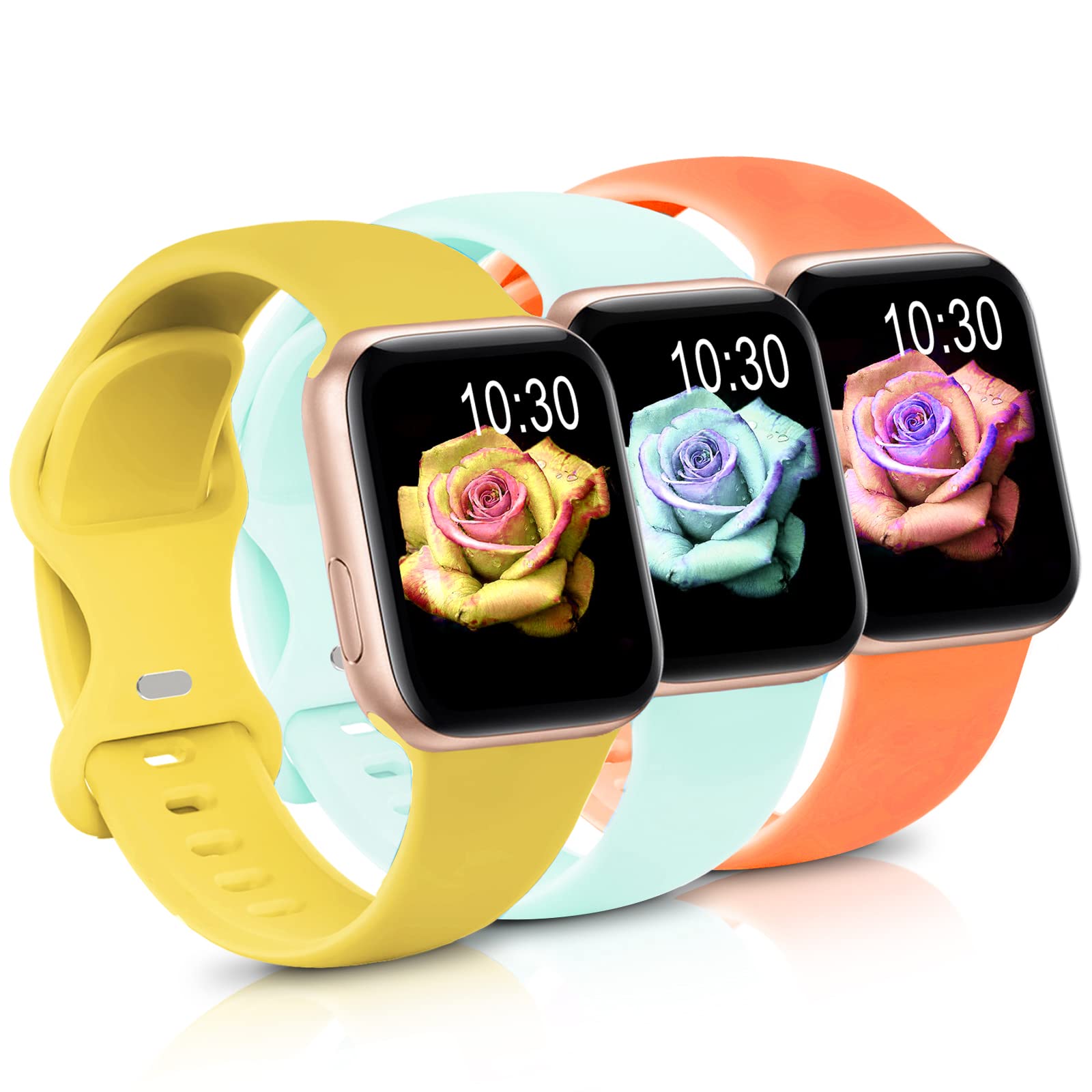 AMSKY3 Pack Sport Band Compatible with Apple Watch Bands 38mm 40mm 41mm 42mm 44mm 45mm for Women Men, Soft Silicone Replacement Strap Wristbands Compatible with iWatch Series 7 6 5 4 3 2 1 SE