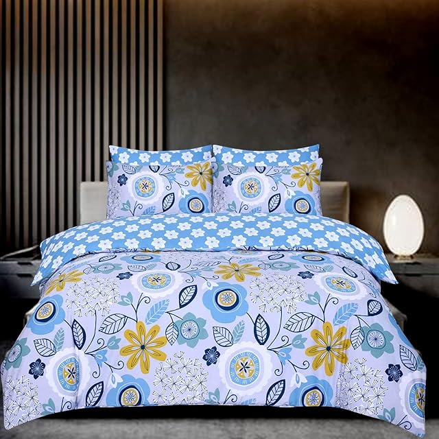 DTEX HOMES 200 Thread Count Double Duvet cover sets 100% Egyptian Cotton Hotel Quality Reversible Printed Ultra Soft Anti Allergic Luxury Duvet Cover Set