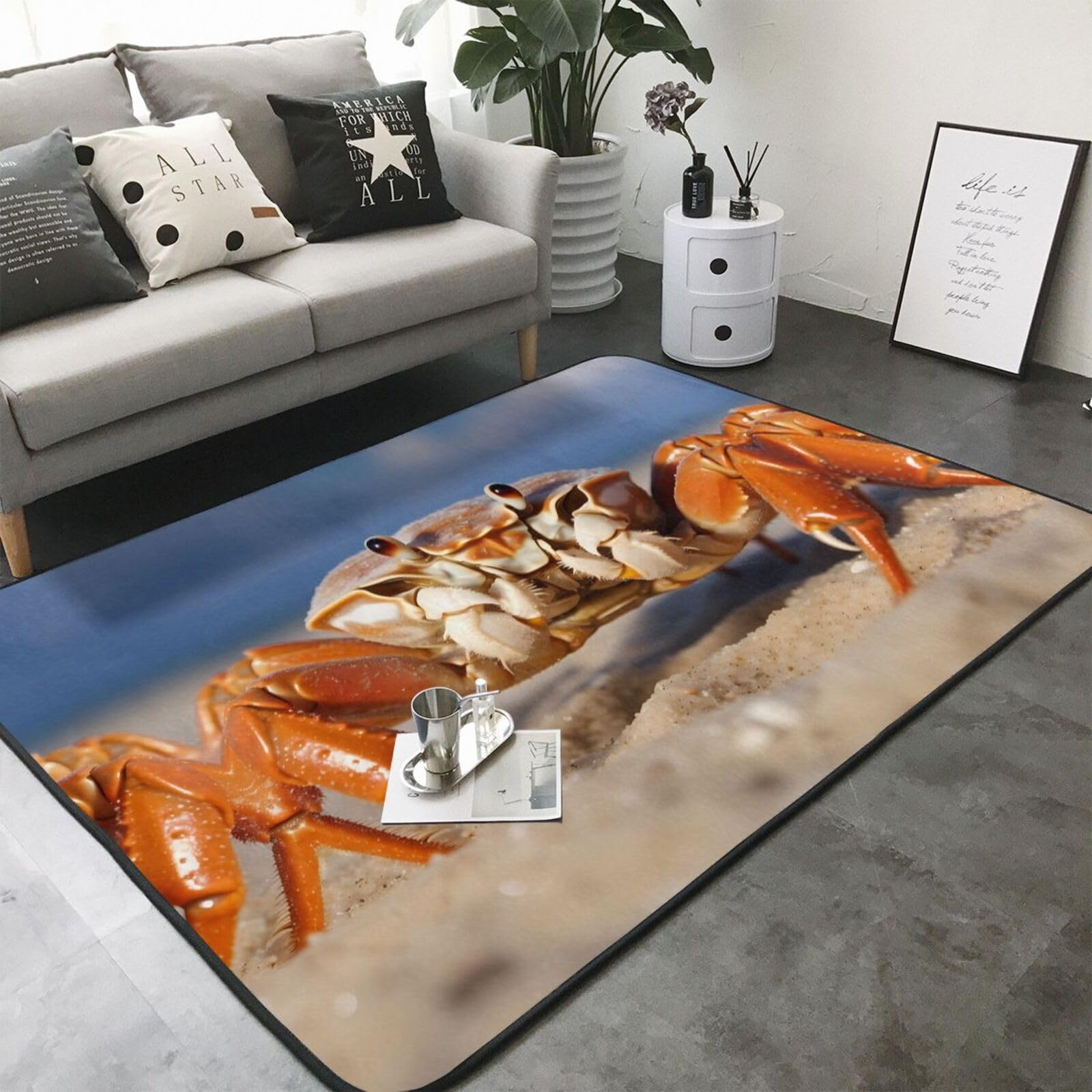 Krabben-Flanell – 203 x 147 cm Schlafzimmer Bodenmatte – Wohnzimmer Schlafzimmer Bodenmatte