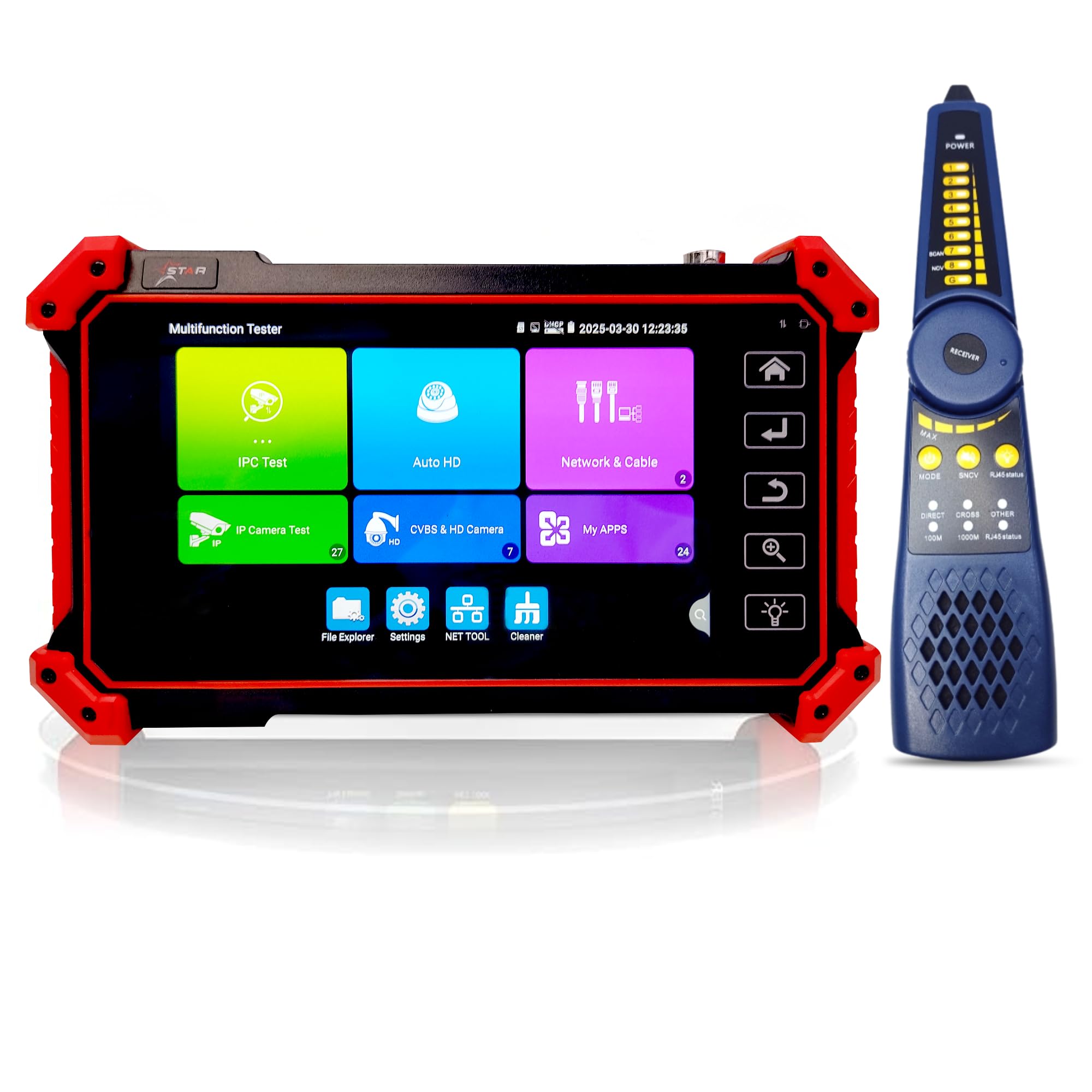 STAR 8K CCTV Camera Tester with Cable Tracer | IP Camera & CCTV Diagnostic Tool | 5.4” Touch Screen | 48V PoE Output | RJ45 TDR Cable Testing | PTZ Control | HDMI/VGA for Security Installers-picture-26
