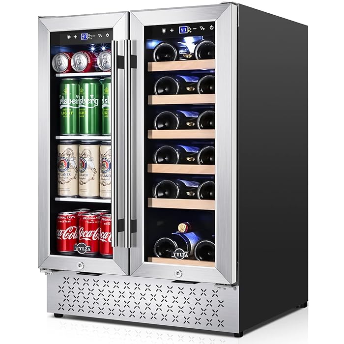 Buy TYLZA Wine and Beverage Refrigerator, 24 Inch BuiltIn Dual Zone