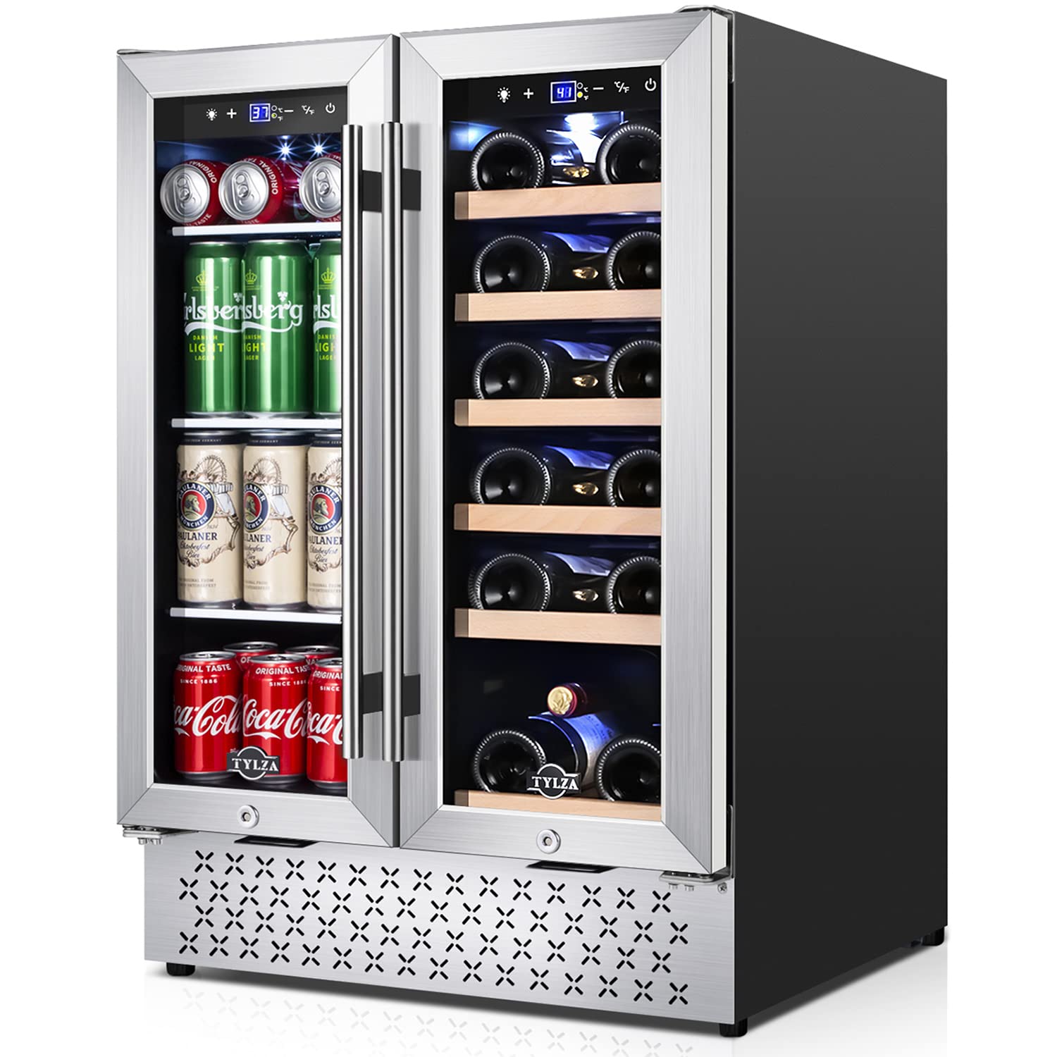 Buy TYLZA Wine and Beverage Refrigerator, 24 Inch BuiltIn Dual Zone