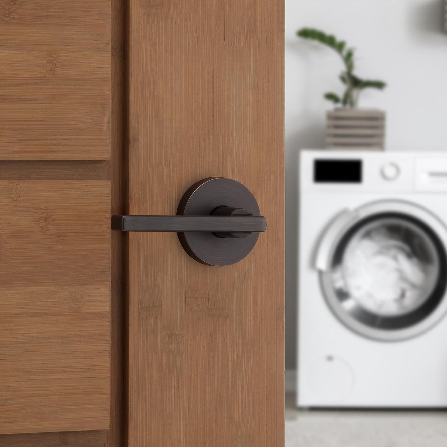 Kwikset Halifax Interior Passage Door Knob, Round Handle for Closet and Hallway Doors, Non-Locking Doorknob in Venetian Bronze, with Microban Protection