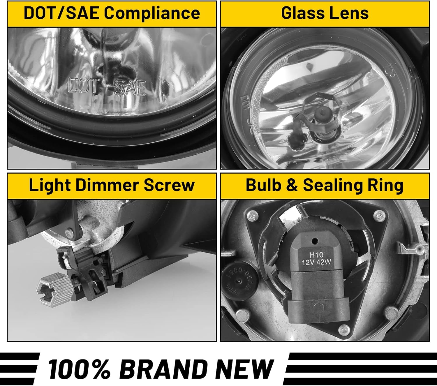 Fog Lights for FORD Ranger 2001-2003 with Bulbs H10 12V 42W Bumper Driving Lamps Replacement -1 Pair (Clear Lens)