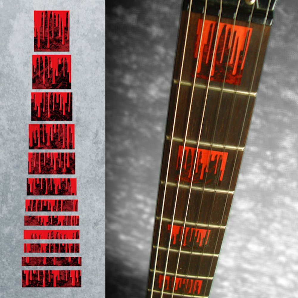 Inlaystickers F-096BS-BK - Marcadores de traste para guitarras y bajo, diseño de bloques de sangre