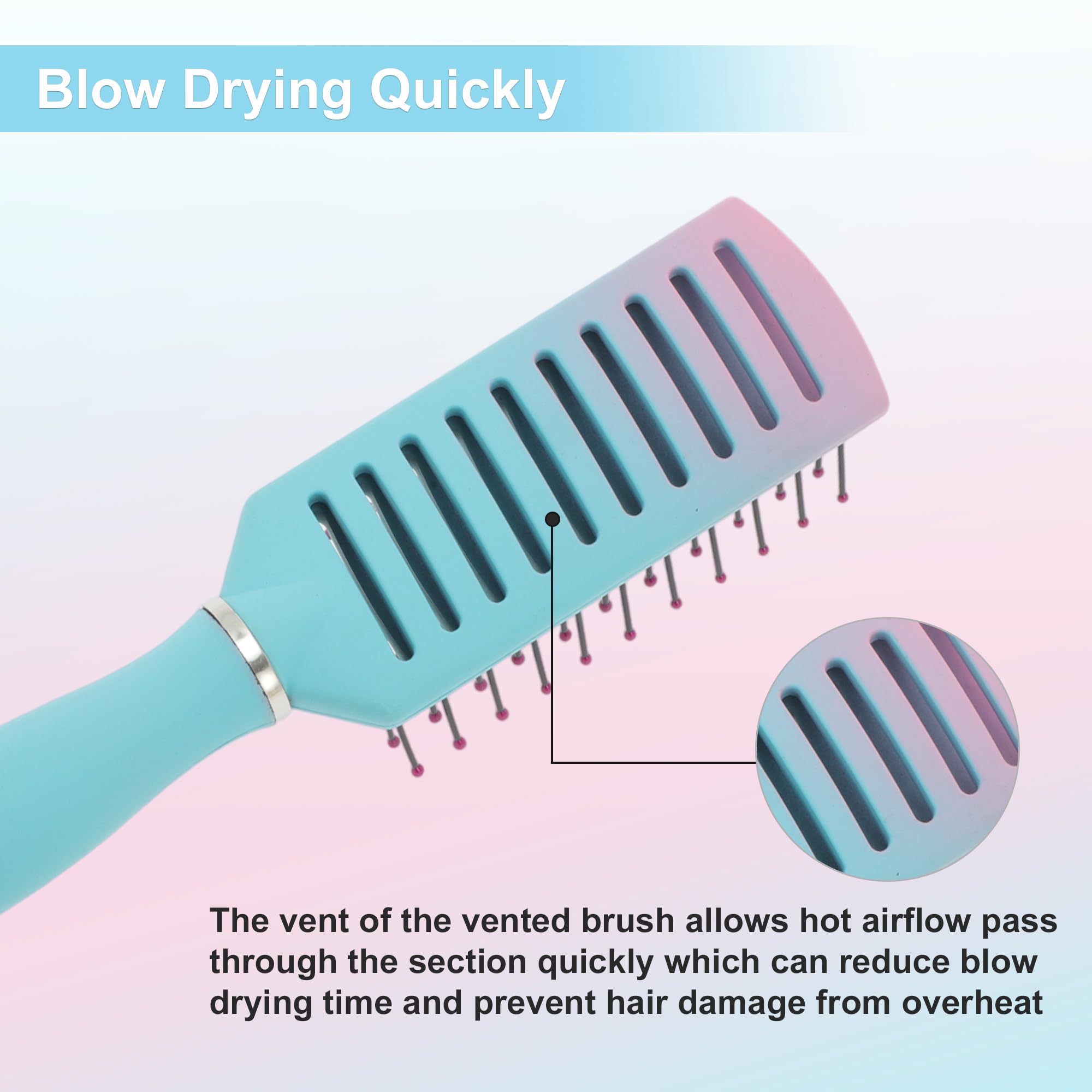 VOCOSTE Cepillo de pelo ventilado, cepillo de peinado con cerdas con punta de bola, cepillo de ventilación para secar el cabello húmedo, corto, rizado o liso, cepillos de pelo para mujeres y hombres,