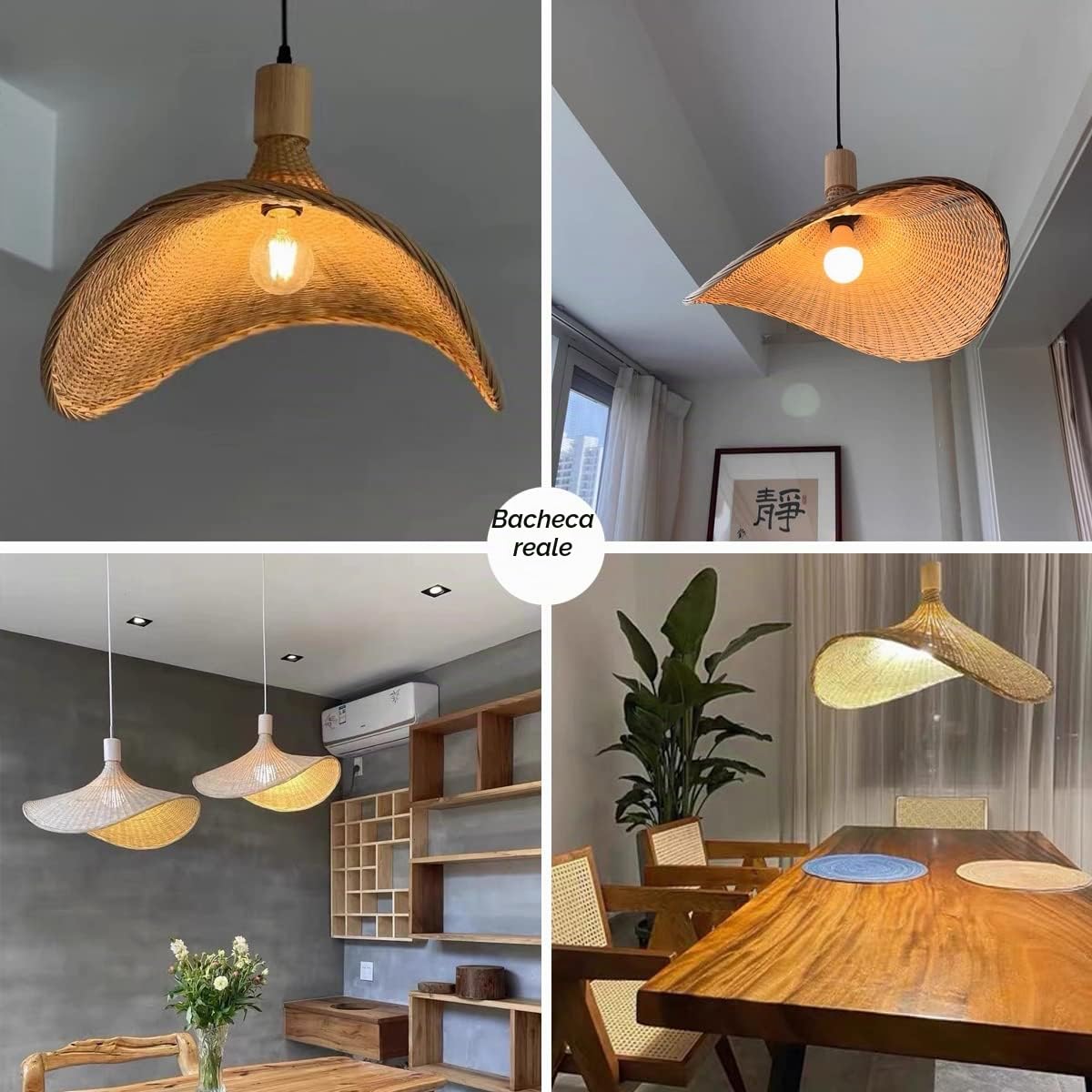 Lampada a sospensione in bambù intrecciata a mano Lampadario a soffitto in bambù semplice Lampada da soffitto Lampadario in bambù naturale per sala da pranzo, sala da tè, ristorante