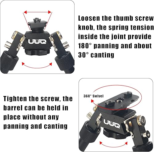 Miniatura 4 de UUQ QV8 6-9 Inches Tactical Rifle Adjustable Bipod for Hunting and Shooting, Mount Base for Mlok Handguards, Directly Attach to M-Rail System,