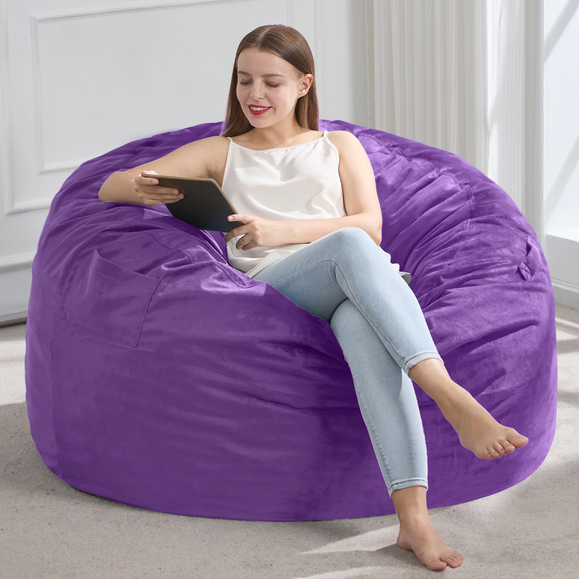 Hobestluk 3FT Bean Bag Chair Giant Bean Bag Chairs for Adults Large Bean Chairs with Removable Cover, Beanbag Chair with Filler, Adult Bean Bag Chairs