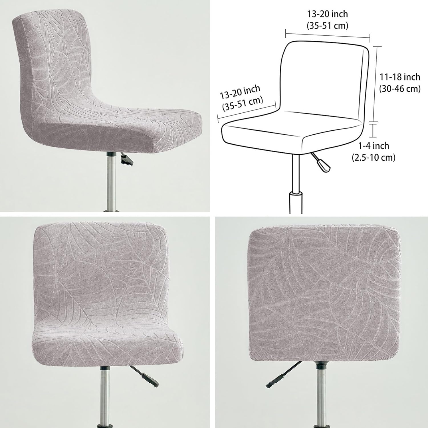 Bar Stool Covers Set of 2/4/6 Pack, Stretch Swivel Barstool Chair Slipcovers with Backs, Stool Cushion Slipcover Washable Bar Seat Stool Protector Cover for Dining Room(Light Gray,6 Pack)