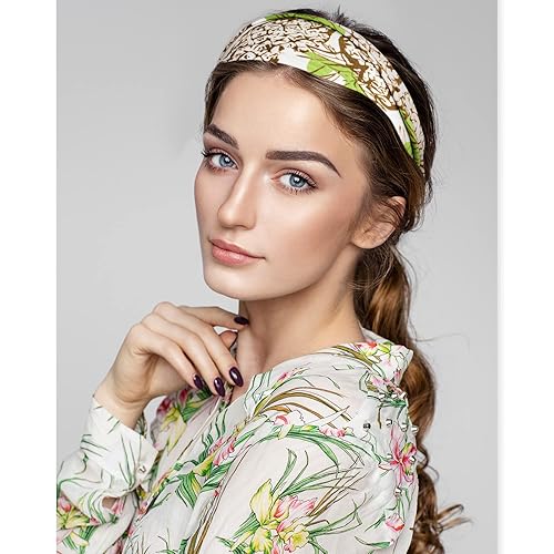 Miniatura 6 de Yunsailing 36 diademas bohemias para mujer, diadema ancha antideslizante para yoga, entrenamiento, correr, bandas para el cabello, envolturas para