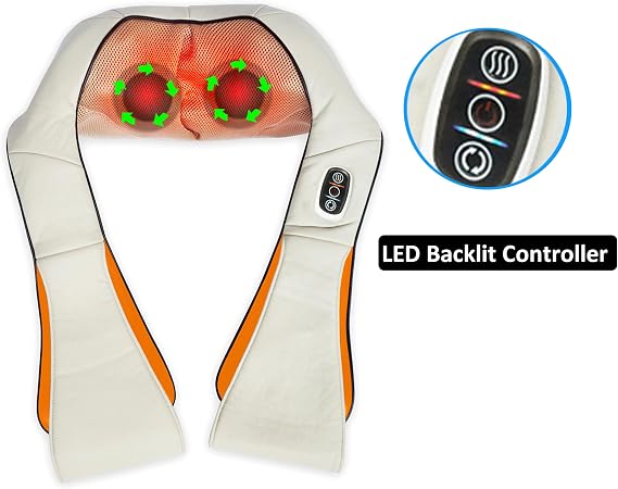 Carepeutic Deluxe Neck & Shoulder Massager with Heat and Arm Support | Deep Tissue Kneading Massager for Neck and Muscle Relaxation, HomeSpa Swedish-Style Kneading, Washable Cover, Auto-Off