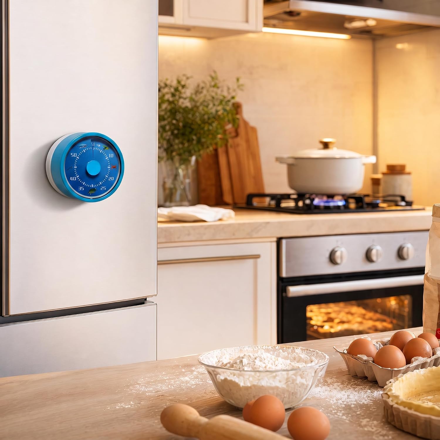 Kitchen Timer, Mechanical Visual Pomodoro Timer, Magnet & Alarm for Cooking