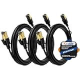 Cat 7 Ethernet Cable 6 Feet (3 Pack), Multi Pack High Speed Internet Cord, CAT7 RJ45 LAN Network Cable, Triple Shielding SFTP 10Gbps 600Mhz Patch Cable, Compatible with CAT6A CAT6 CAT5E CAT5 Cable