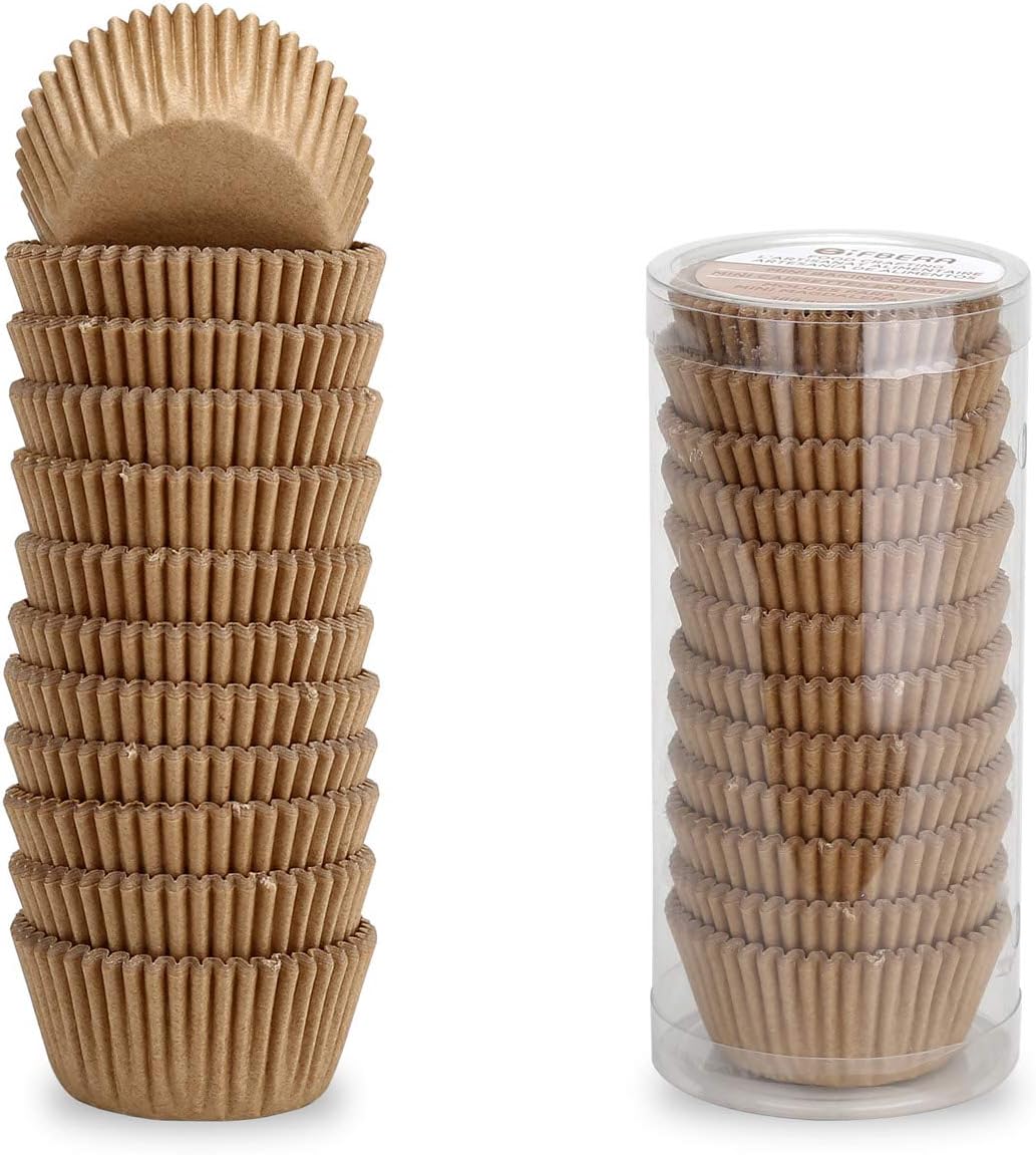 Gifbera Natural Mini Cupcake Liners Odorless Greaseproof Paper Muffin Baking Cups 300-Count, Natural Color - Image 5