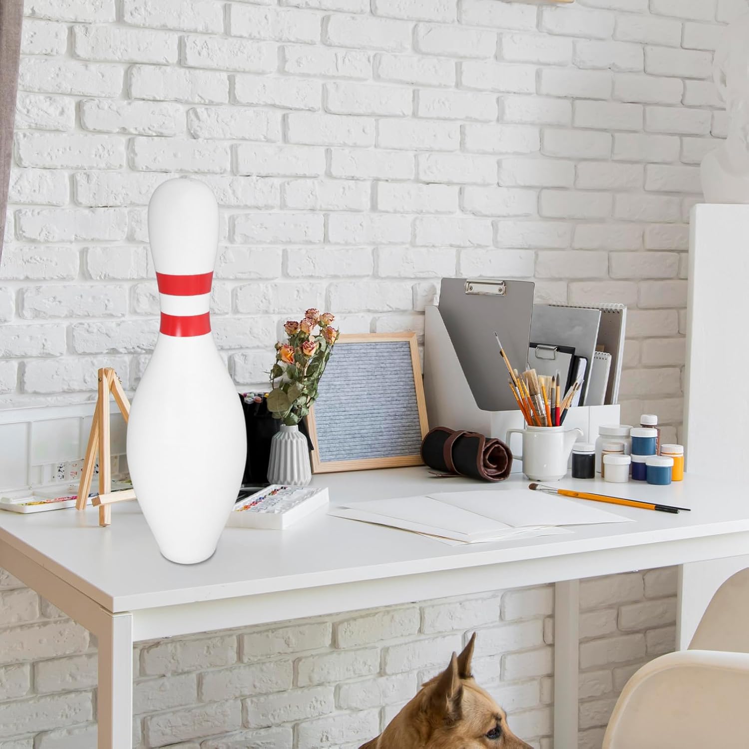 Bowling Shaped Piggy Bank Coin Box for Money Saving Unique Desktop Adornment for Home Girl Adults White