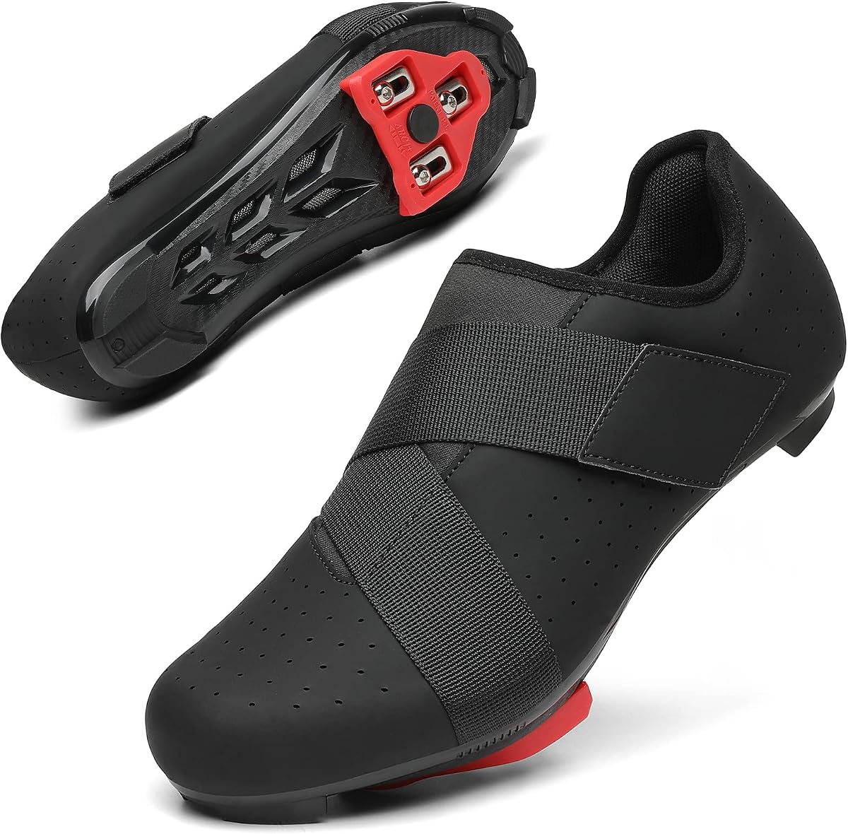 Unisex Cycling Shoes Compatible with Peloton Bike | Single Hook & Loop Strap Design, Delta Cleats Included, Perfect for Indoor Road Riding Bike Shoes, for Men Women