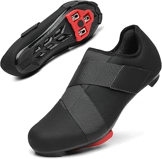 VikoViren Unisex Peloton Compatible Cycling Shoes with Delta Cleats Included - Breathable Single Velcro Strap for Indoor Outdoor Riding Men Women