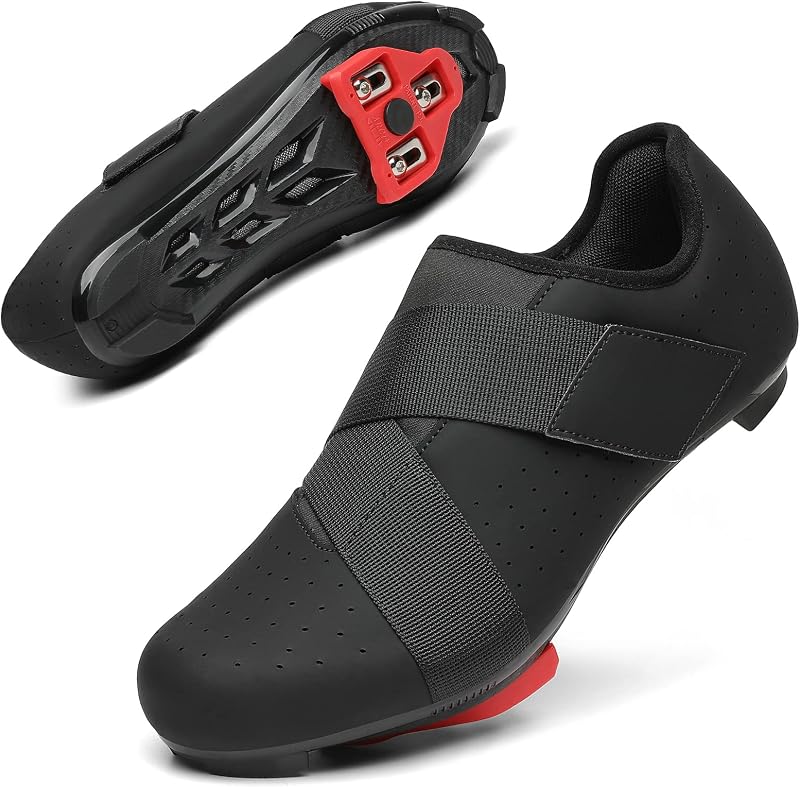 Unisex Cycling Shoes Compatible with Peloton Bike | Single Hook & Loop Strap Design, Delta Cleats Included, Perfect for Indoor Road Riding Bike Shoes, for Men Women