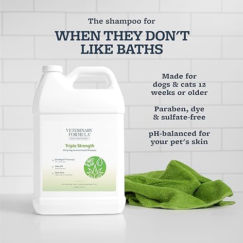 Vista 20 de Veterinary Formula Smart Coat Complex - Champú concentrado para perros sucios de triple fuerza, 17 onzas líquidas, DirtRepel Tech limpia perros