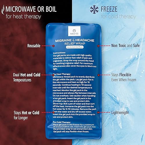 Miniatura 6 de Sombrero envolvente para aliviar el dolor de cabeza y migraña. Paquete de hielo de gel caliente y frío, envoltura de terapia de compresión fría