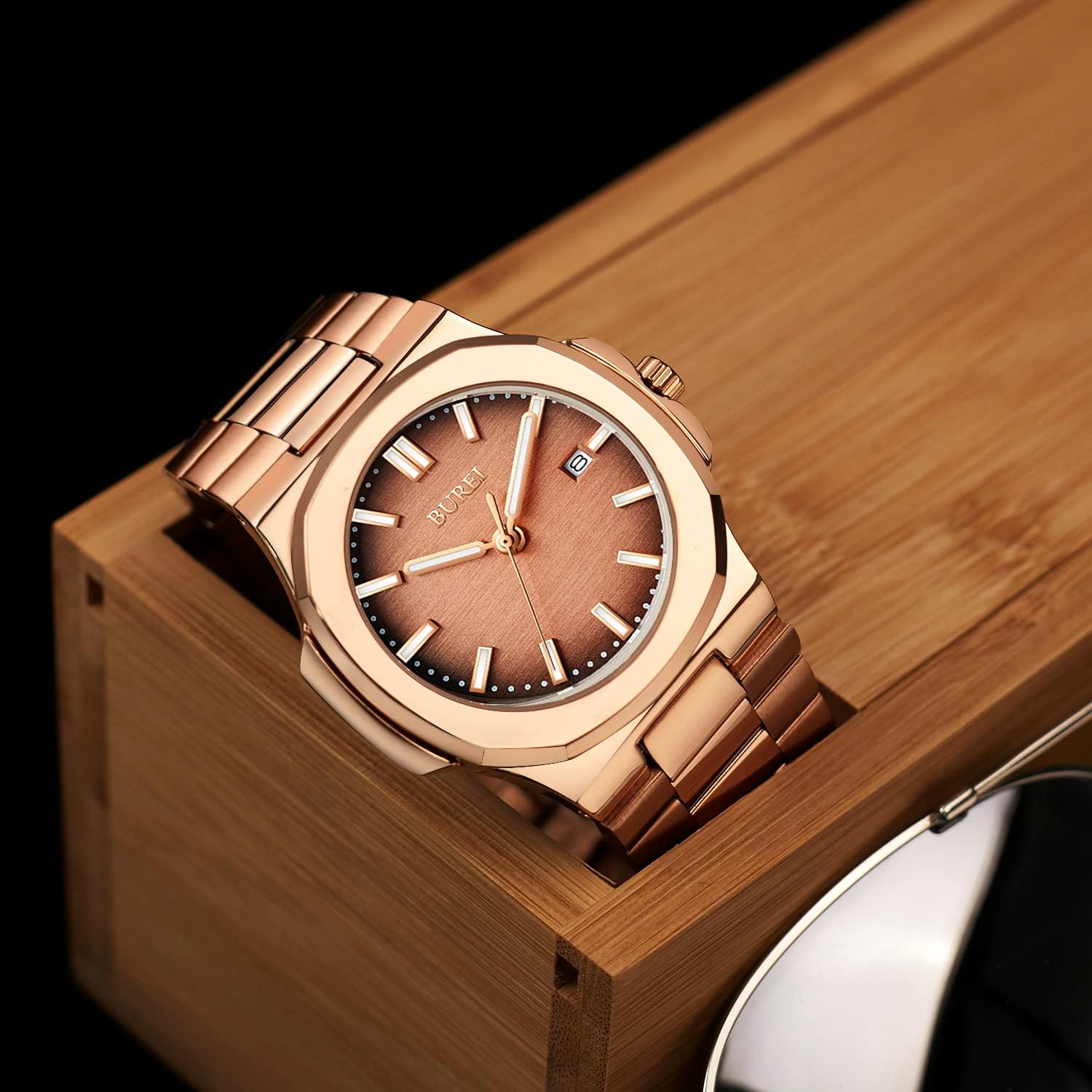 BUREI Men Watches Gifts for Men Fashion Stainless Steel Analog Quartz Waterproof Watches for Mens - Image 4