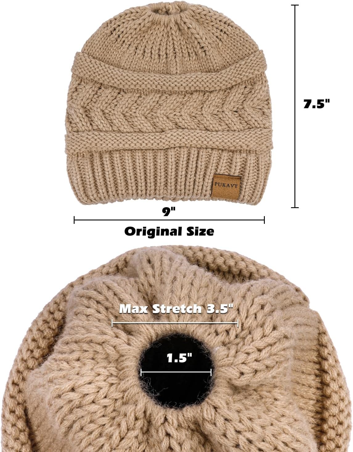 Pukavt 1-3 Pack Winter Hat Ponytail Beanie Hat for Women image 4