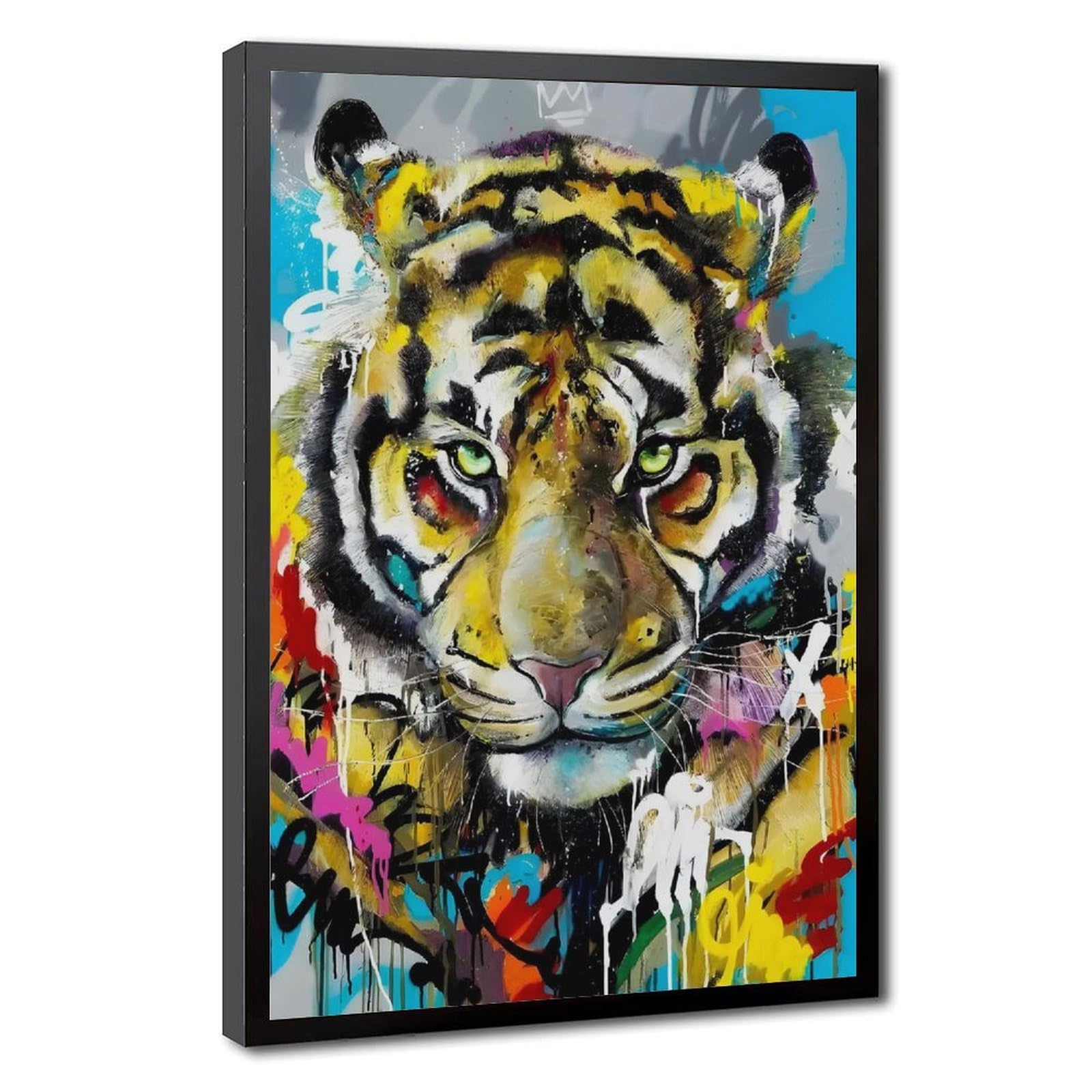 Bareronor Metallic Abstract Tiger Poster Canvas Poster Bedroom Decor Landscape Office Room Decor Gift 24" L X 36" W