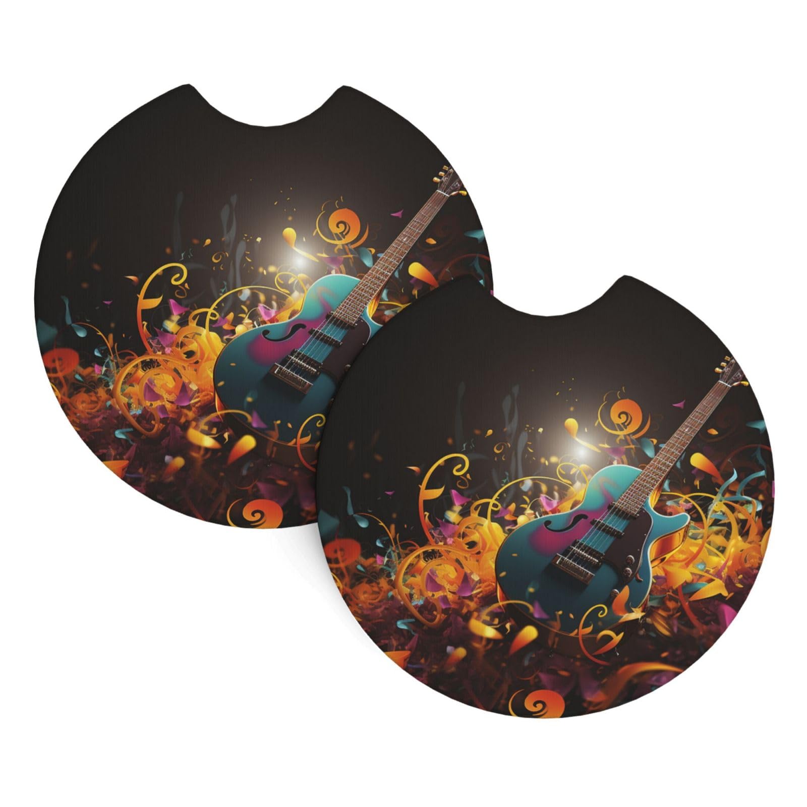 2 Pack Car Coaster for Cup Holders Music Background Car Cup Coaster 2.7" Neoprene Non-Slip Automotive Cup Mat Universal Auto Car Interior Accessories for Women Men Cup Pad