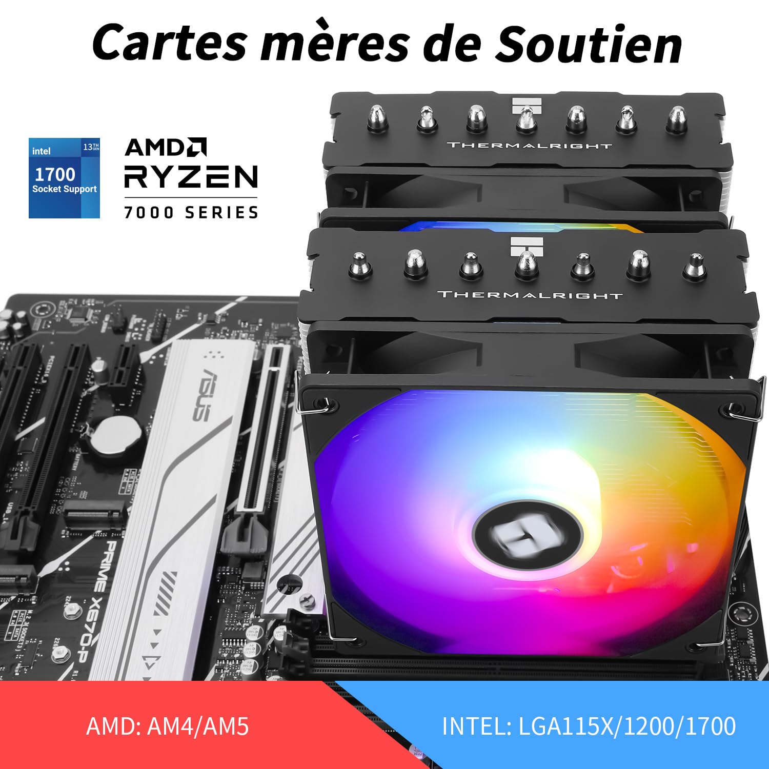 Thermalright PS120SE ARGB Refroidisseur d'air CPU 7 caloducs Dual 120mm TL-C12B-S V2 PWM AGHP 4.0 AMD AM4 AM5 Intel LGA1700 1851 1150 1151 1200