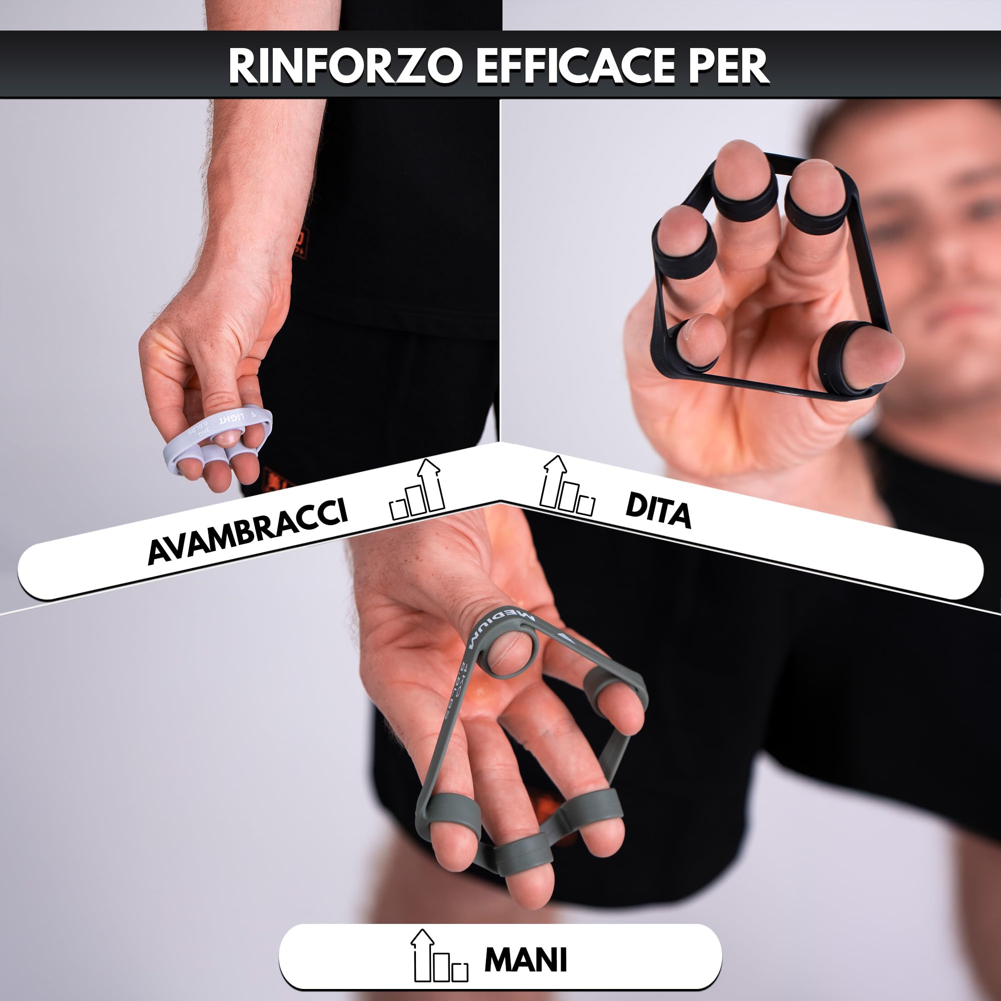 Set Da 4 Rinforzatori Per Dita In Silicone – Allenatore Per Mani, Polsi E Avambracci, Per Arrampicata, Musica E Riabilitazione