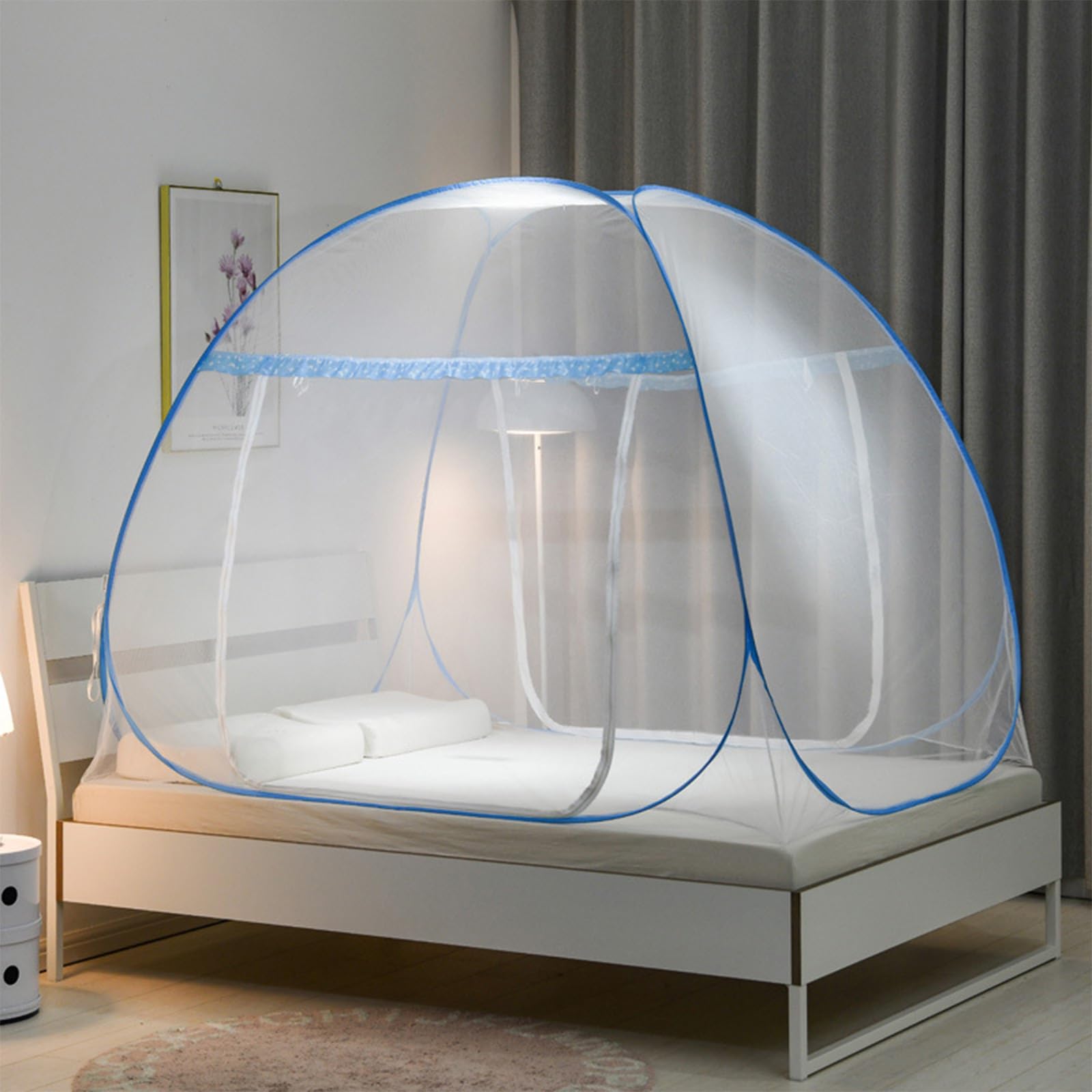 Zanzariera Da Letto Matrimoniale, 180 * 200cm Zanzariera Pop Up, Pieghevole Zanzariera Per Letto Con Doppia Porta Per Camera Da Letto Campeggio