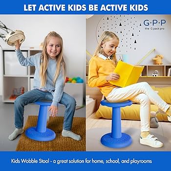 Simplay3 Wiggle Stool Active Sitting Chair For Kids (Ages 5-8, Blue)