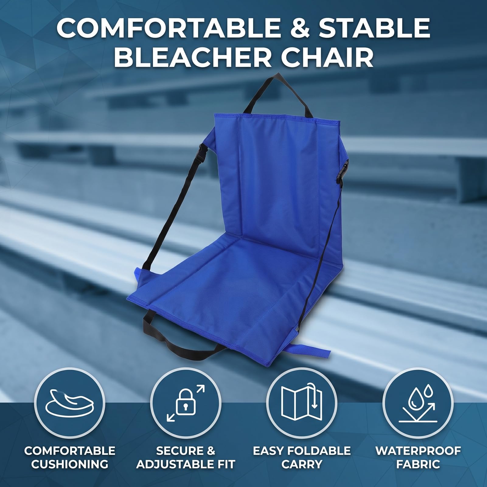 banapoy Asiento Estadio con Respaldo, Silla Plegable Portátil a Prueba Agua con Correa Ajustable para Hombro para Juegos Deportivos, Camping, Playa, Picnic Al Aire Libre, Concierto