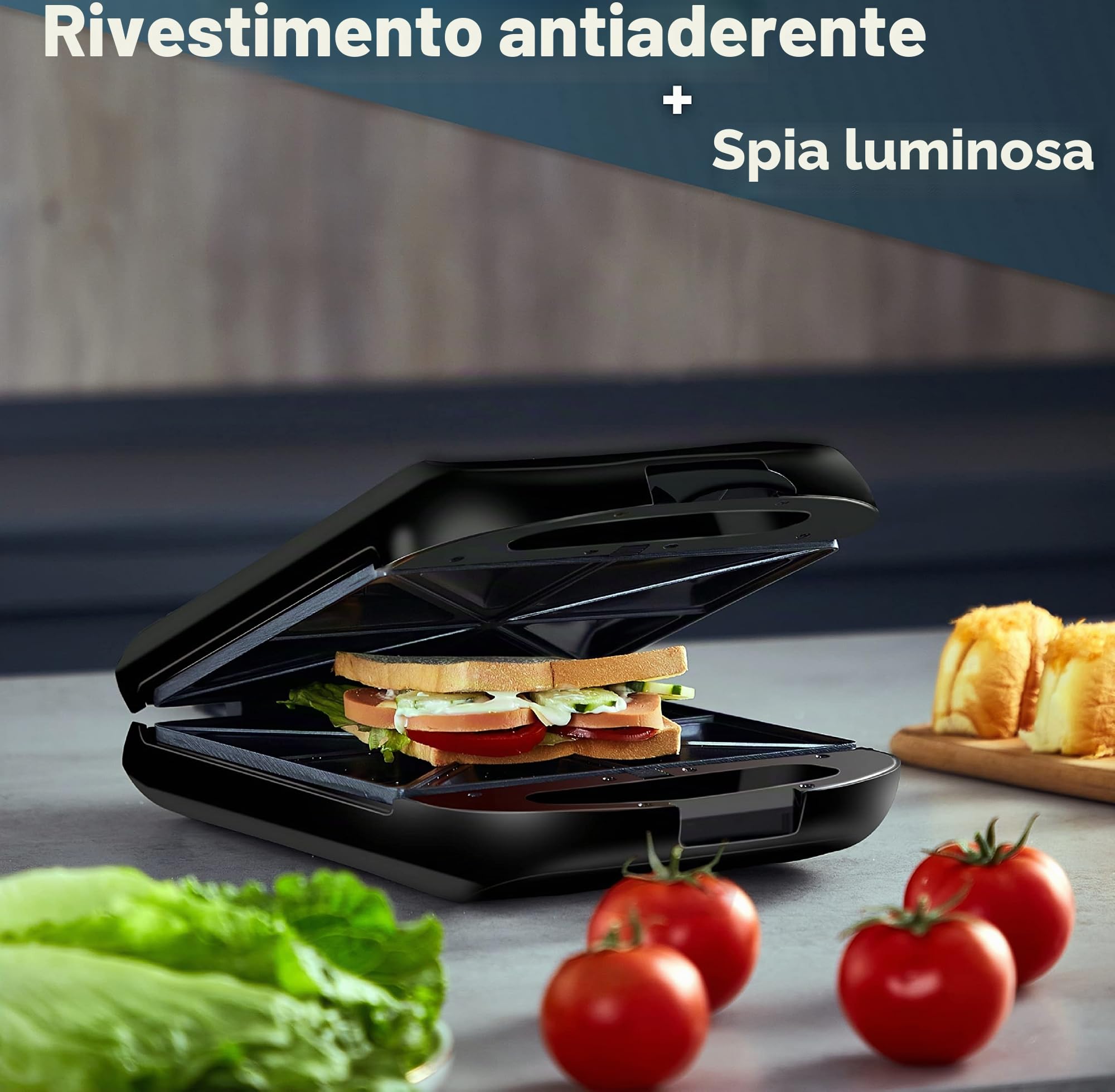 Steinborg Sandwich maker 3 in 1 XXL, 3 piastre intercambiabili, 1200 Watt, griglia a contatto, 4 sandwich maker | Multigrill | Waffle Eisenl | Griglia elettrica | Piastra per waffle, Siler/Nero