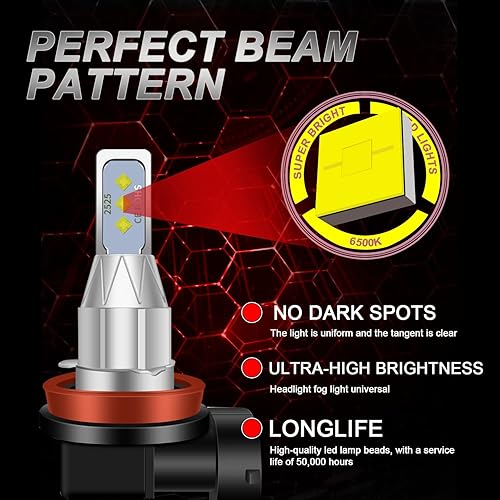 Miniatura 6 de Compatible con luces LED DODGE CHALLENGER 2015-2020, 500% de brillo 9012HIR2 bombilla LED de luz alta y baja+luces antiniebla LED H11, 6500K blanco