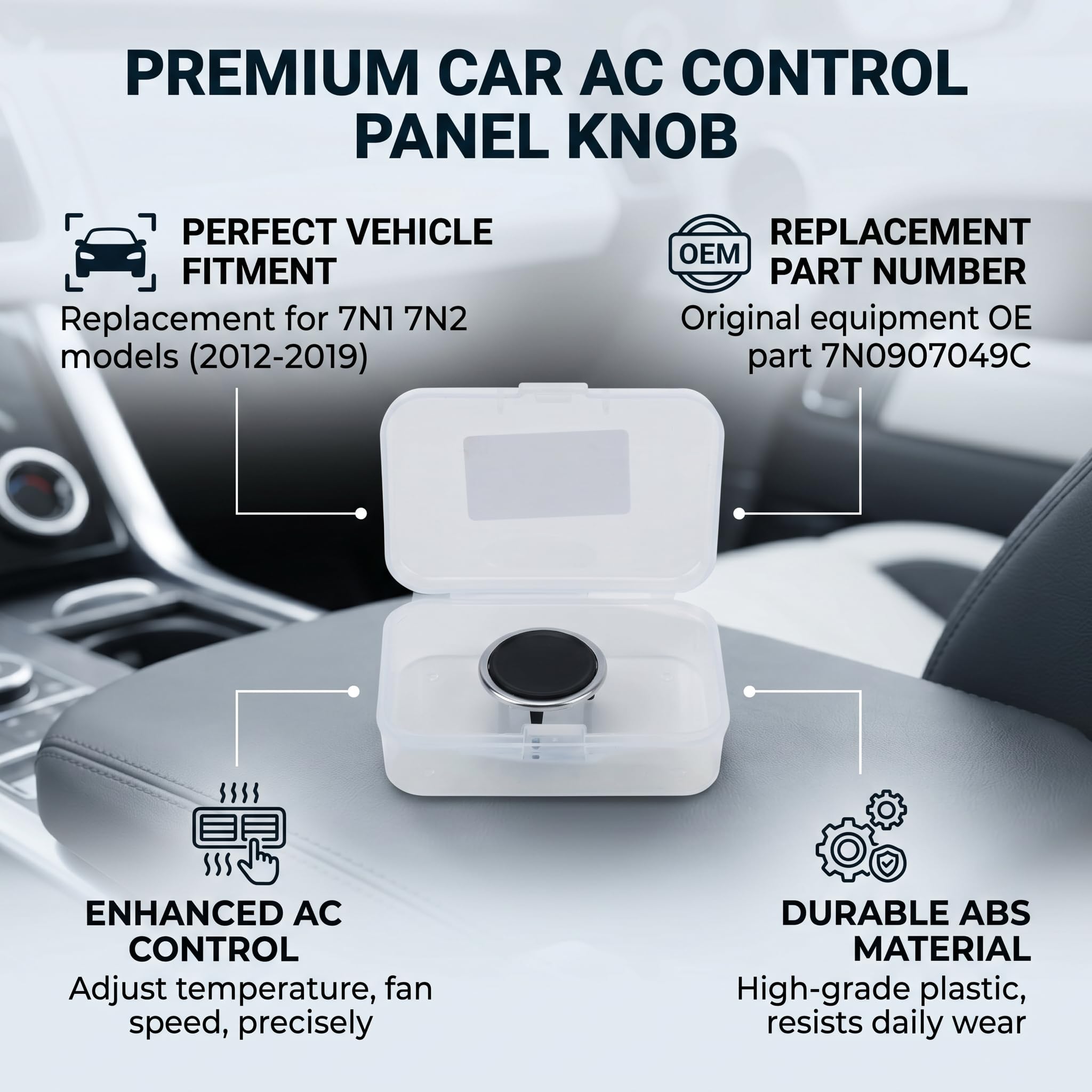 Aramox Interrupteur de Climatisation Arrière pour Voiture, Bouton de Panneau de Commande de Remplacement, Compatible 2011-2016, Référence 7N0907049C