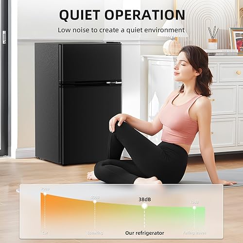 Miniatura 7 de Antarctic Star Refrigerador compacto con congelador, mini refrigerador de 2 puertas, estante ajustable, refrigerador pequeño para dormitorio,