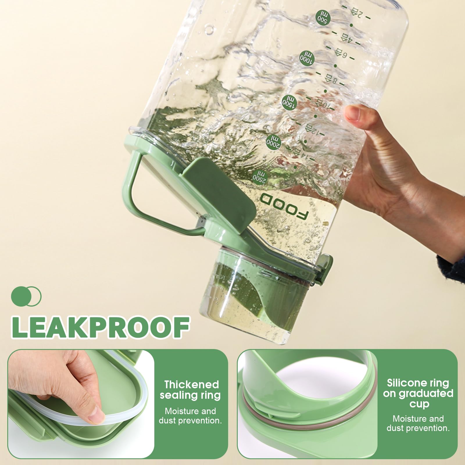 Contenedor Pienso Perros 3L Botes Cocina Almacenaje con Vaso Medidor Pienso Transparente Botes Hermeticos Cocina para Cereales Arroz Comida para Mascotas